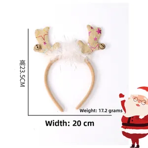 Christmas antler headband with bells and fur, height 23.5cm, width 20cm, weight 17.2g