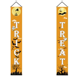 Set di striscioni festivi per portico Halloween Trick or Treat con decori arancio