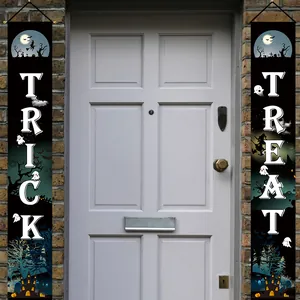Halloween Trick or Treat Verandabanner in Schwarz mit festlichen Gruselmotiven