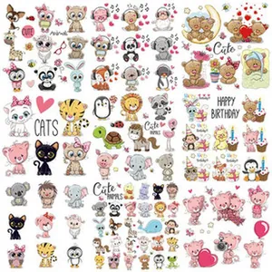 Collection of cute cartoon animal heat transfer stickers for DIY clothing decoration