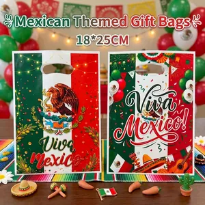 Mexican theme party gift bags featuring festive designs and Viva Mexico graphics.