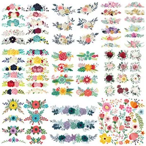 Vibrant Mexican Independence Day floral heat transfer patterns for custom clothing decoration