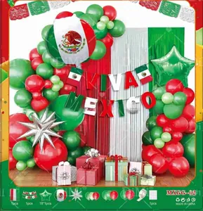 Mexico Independence Day balloon arch kit with Viva Mexico foil banner and flag