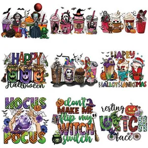 Halloween horror movie characters heat transfer decals for clothes DIY stickers