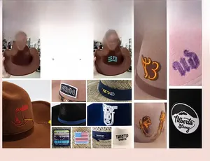Custom logo embroidery and patches on western cowboy felt and straw hats for personalization