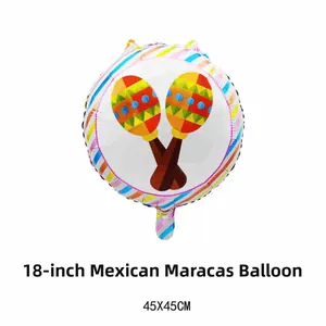 Detalle de globo de papel de aluminio mexicano de 18 pulgadas con estampado de maracas