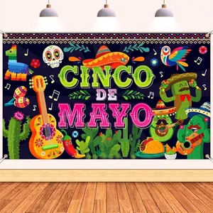 Levendig Cinco de Mayo feestdecoratie banner met kleurrijke Mexicaanse motieven