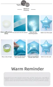 Detailed step-by-step instructions for using balloon adhesive dots and tape on various walls