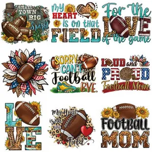Set of nine American football themed heat transfer patches for football moms