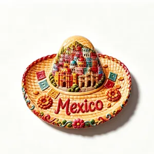 Vista dettagliata del magnete da frigorifero 3D Messico Guanajuato città colorata