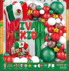 Mexico National Day balloon garland kit with flag foil and Viva Mexico letters decoration