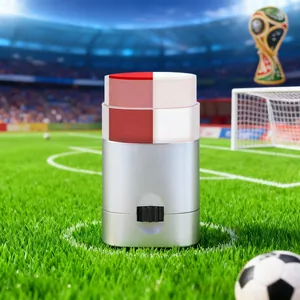 Three-color fan face paint stick for football match body art in a stadium scene