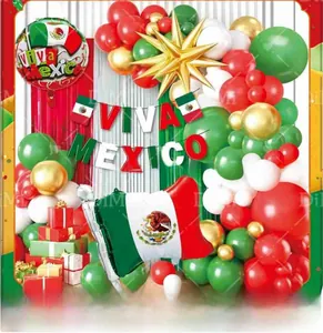Mexican National Day themed balloon decoration set with flags and Viva Mexico banner detail
