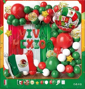 Detail view of the Mexican Independence Day balloon decoration set with Viva Mexico banner
