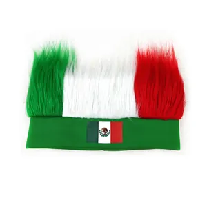 Mexiko Fan Perücke Stirnband in Grün Weiß Rot für Unabhängigkeitstag und Weltmeisterschaft