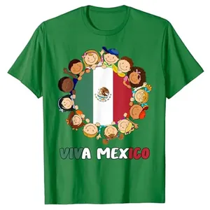 Vibrant green cotton T-shirt featuring a Viva Mexico graphic for Independence Day pride