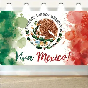 Striscione acquerello per il giorno dell'indipendenza messicana con 'Viva Mexico!'