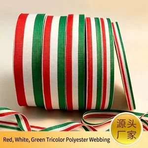 Ruban en polyester rayé rouge blanc vert pour médailles et drapeaux, sangle durable