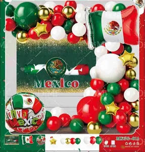 Mexico Independence Day balloon arch kit with Mexican flag and star foil balloons
