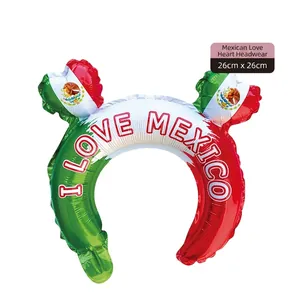 Cerchietto gonflabile con bandiera Messico e scritta I LOVE MEXICO per feste