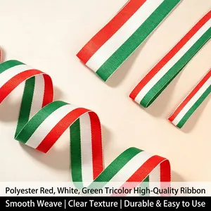 Ruban en sangle de polyester à rayures rouges, blanches et vertes aux couleurs italiennes