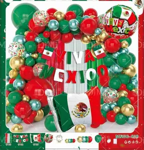 Mexican Independence Day balloon arch set with Viva Mexico flag foil balloons kit