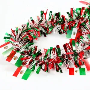 Mexico flag tinsel garland in red green and white for festive national party decoration