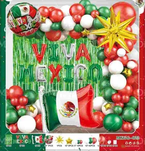 Vibrant Mexican Independence Day balloon arch decoration kit with flag foil balloons
