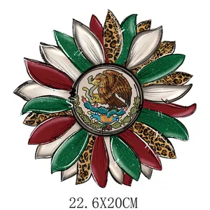 Mexican Independence Day sunflower heat transfer decal for clothing 22.6x20cm size