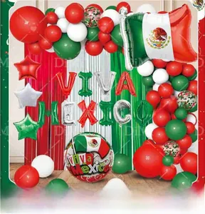 Mexico Independence Day balloon set with flag foil shapes and Viva Mexico letter balloons