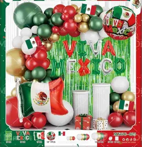 Festive Mexico National Day balloon arch kit with flag-shaped foil and latex balloons