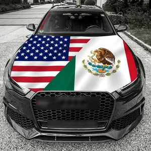 Mexico Independence Day car hood flag cover with US and Mexico flags 120x150cm