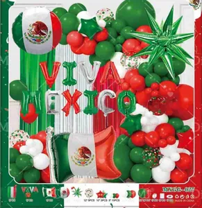 Mexican Independence Day balloon decoration kit with Viva Mexico flag foil balloons