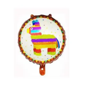 Premium 18-inch Mexican Pinata round foil balloon with colorful festive patterns