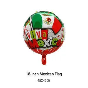 18 inch round Mexico flag foil balloon for Mexican independence day party decoration