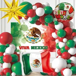 Mexican Independence Day party decoration balloon kit with national flag foil balloons