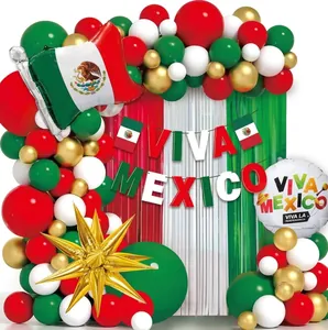 Mexican Independence Day balloon arch kit with Viva Mexico foil and latex balloons