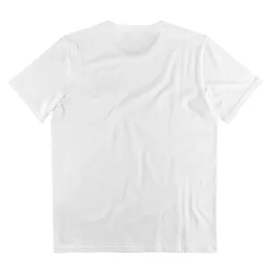 Detailed back view of a minimalist white cotton short-sleeved t-shirt for men 2024