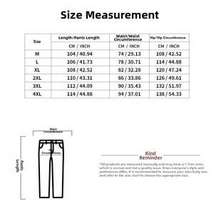Guide des tailles et tableau de mesures pour pantalon large homme en coton et lin