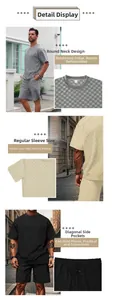 Dettagli del completo sportivo jacquard a scacchi da uomo con scollo e tasche.