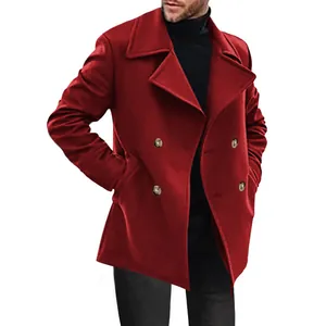 Herren-Cabanjacke in Rot, mittellang und zweireihig für modischen Herbst und Frühjahr
