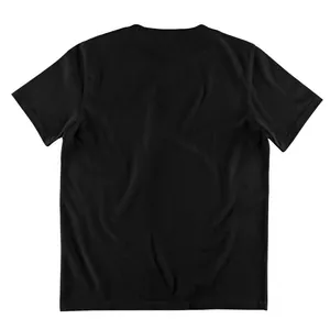 Back view of a classic black short-sleeve t-shirt for men, minimalist summer style