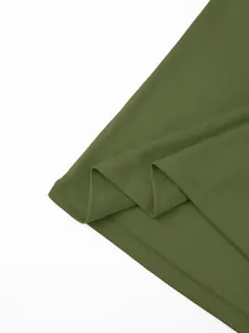 Close-up of olive green breathable mesh fabric on men's quick-dry long sleeve polo shirt