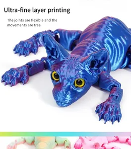 Close-up of 3D printed Sphynx cat showing ultra-fine layer texture and flexible joints.