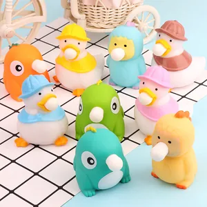 Cute vinyl duck animal squeeze toy for stress relief blowing bubbles set