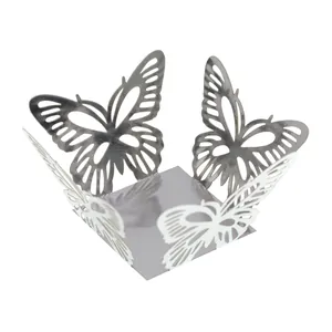 Bordure de papillon argentée découpée au laser pour décoration de mariage et fête