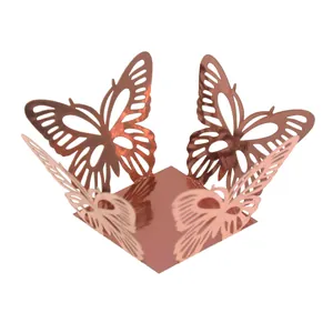 Élégante décoration de chocolat en papier découpé papillon or rose pour fêtes de mariage