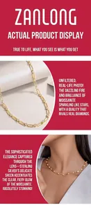 Gros plan détaillé d'un collier en argent 925 avec moissanite de style trombone