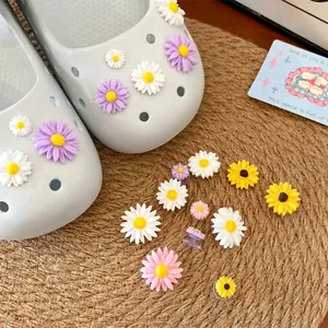 Sweet resin daisy flower shoe charms for clogs, set of multiple colors and sizes