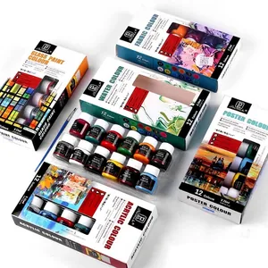 Professional 12-color paint set including acrylic, fabric, and glass paints, 25ml each